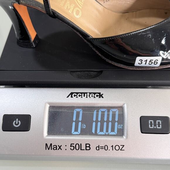 Salvatore Ferragamo Womens Sz 7 4A Black Patent Leather Slingback Clear Strap - Picture 10 of 16